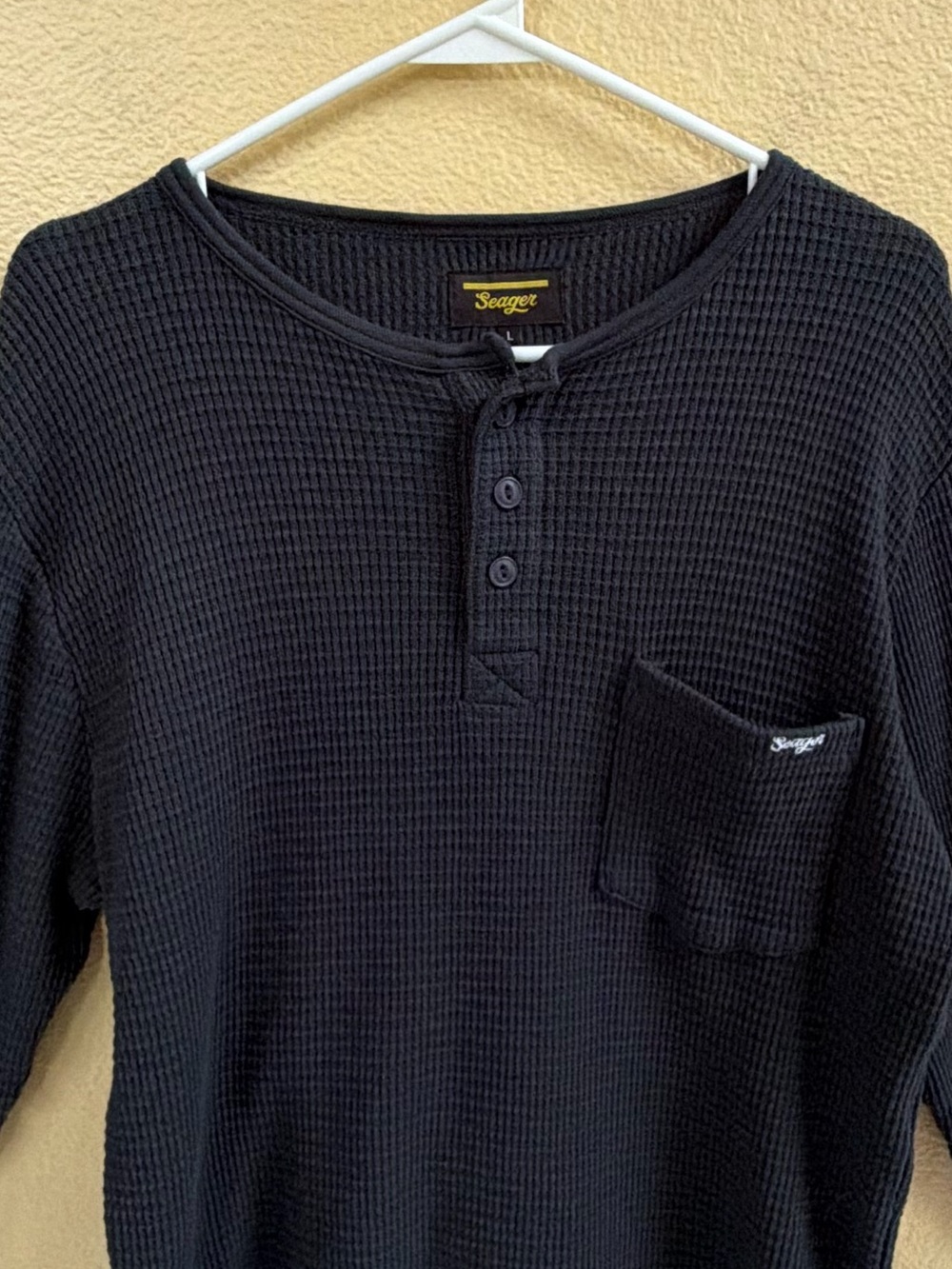 Seager Long Sleeve Henley Waffle Knit Shirt - Charcoal - Picture 4 of 7